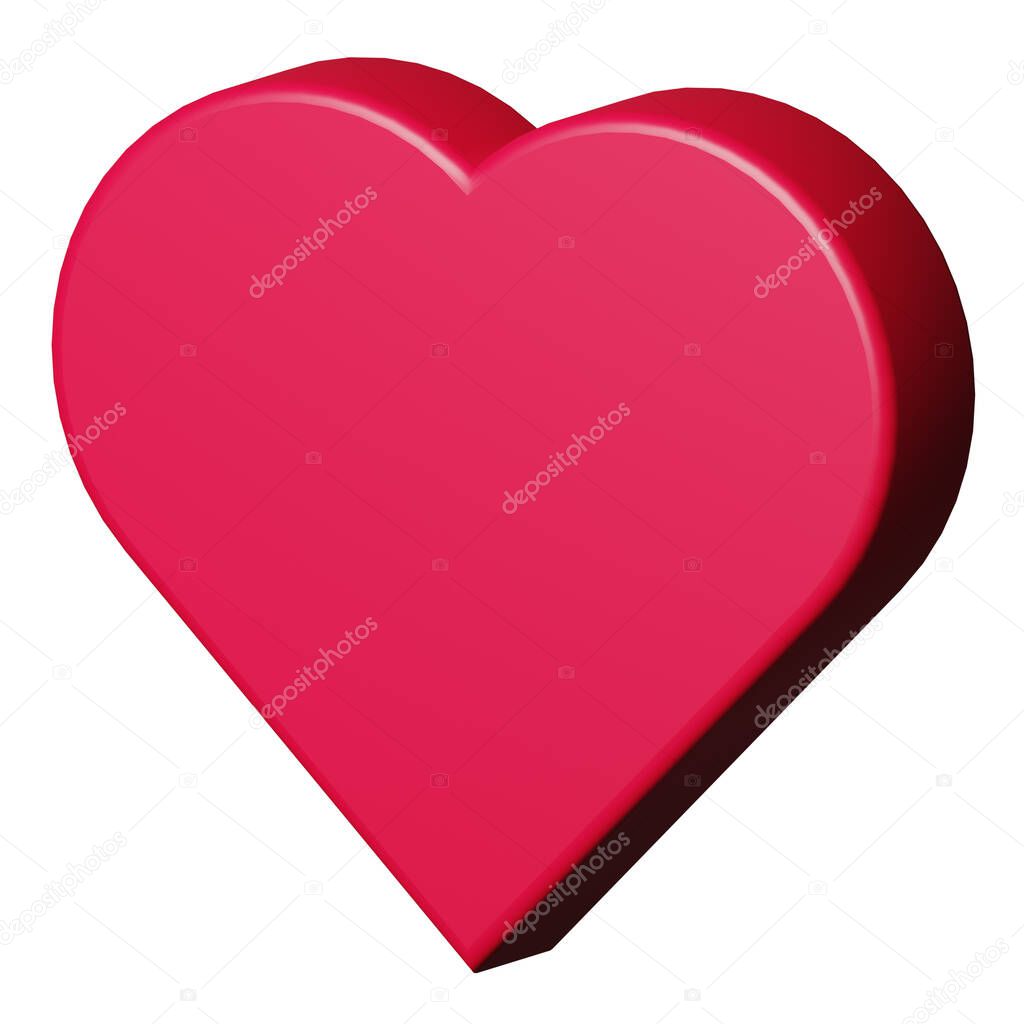 3D rendering red heart icon illustration