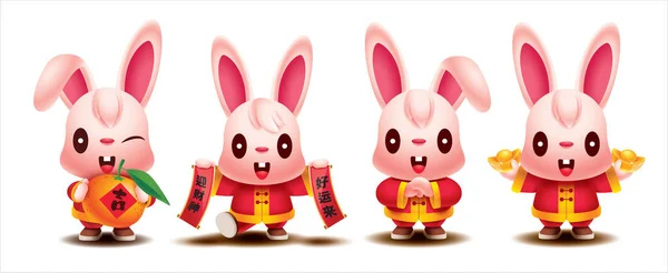 Lapin Nouvel Chinois 2023 Ensemble Collection Personnage Dessin Animé Lapin — Image vectorielle