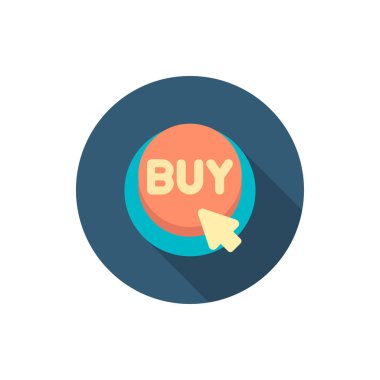 Düğme vektör simgesi, düz tasarım, uzun gölge