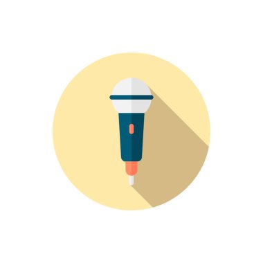 Mikrofon vektör simgesi, düz tasarım, uzun gölge