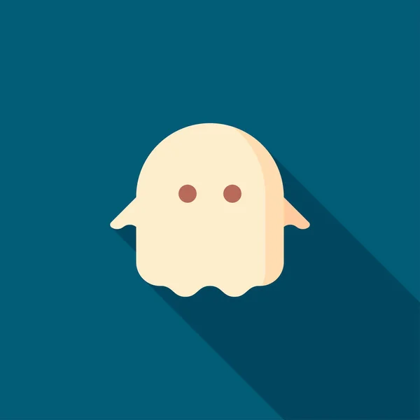 Halloween Ghost Vector Icon Symbol Flat Design Long Shadow — Stock vektor