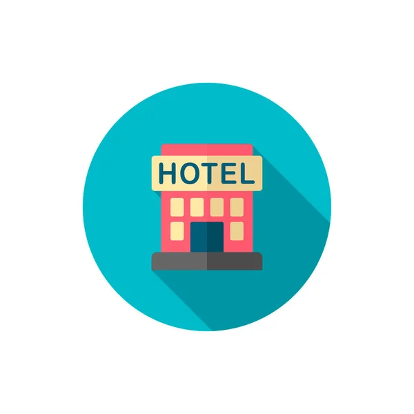 Hotel Vector Icon Business Flat Design Long Shadow — Stock Vector