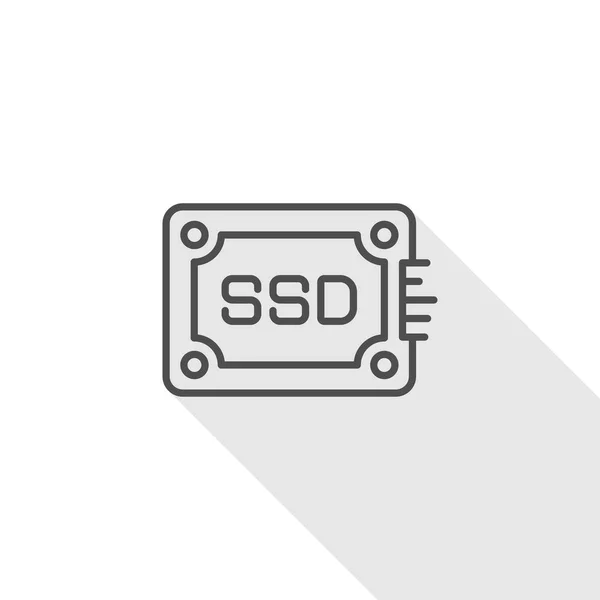 Значок Линии Плоским Дизайном Компьютерные Части Ssd — стоковый вектор