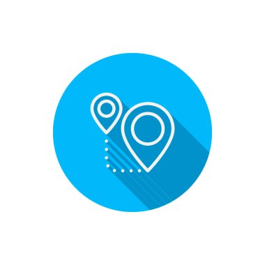 GPS vektör simgesi navigasyonu, düz tasarım, uzun gölge