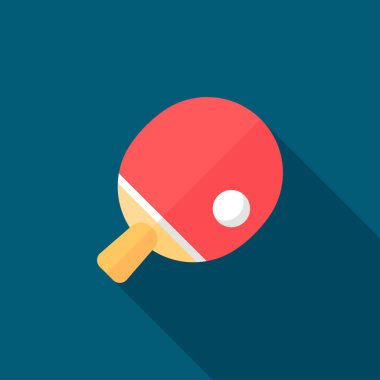 ping pong racket, billiard vector icom, flat design, long shadow