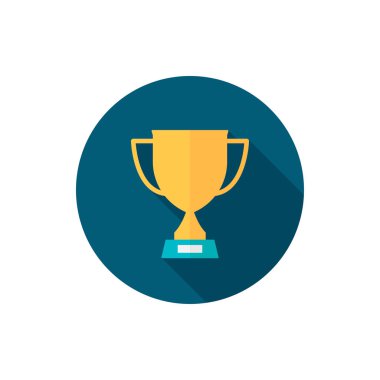 trophy vector icon champions, flat design, long shadow