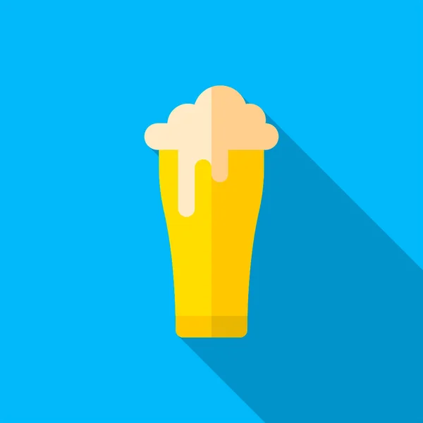 Beer Blue Background Flat Design Long Shadow — Image vectorielle