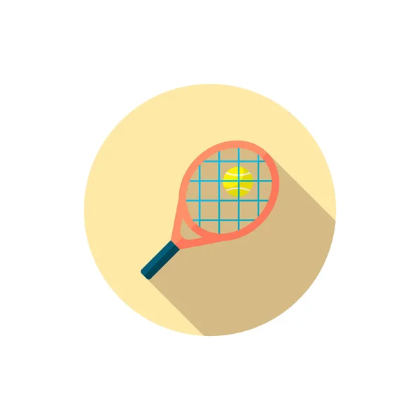 Tennis Racket Vector Icon Flat Design Long Shadow — Vector de stock