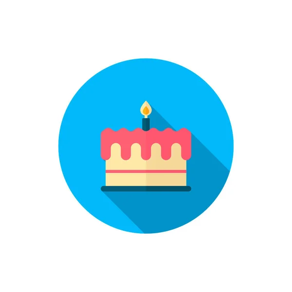Birthday Cake Icon Vector Illustration Flat Design Style Long Shadow — 스톡 벡터