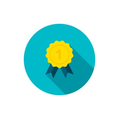 Rozet ikonu, vektör çizimi. Uzun gölgeli düz tasarım tarzı, eps10