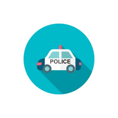 Polis arabası ikonu, vektör düz gölge tasarımı. EPS10