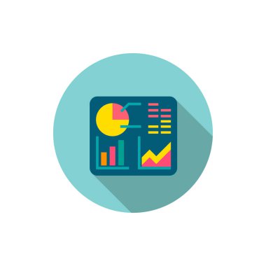 Veri analiz simgesi, vektör illüstrasyonu. Uzun gölgeli düz tasarım tarzı, eps10