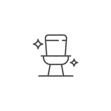 Parlak tuvalet, banyo hattı simgesi. Mobil konsept ve web tasarımı için doğrusal stil işareti. Temiz tuvalet kase Anahat vektör simgesi. Sembol, logo Illustration. Vektör grafikleri