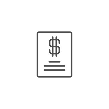 Satınalma sipariş satırı simgesi, vektör işareti, anahat üzerinde beyaz izole doğrusal stil piktogram. Sembol, logo illüstrasyon. Düzenlenebilir inme. Piksel mükemmel