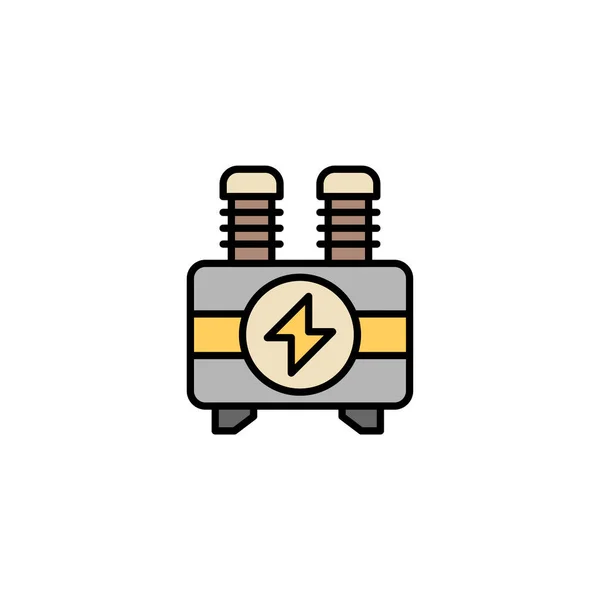 Elektrische Transformatorlinie Gefüllt Farbe Glyphen Symbol Umrissvektorzeichen Lineares Piktogramm Isoliert — Stockvektor