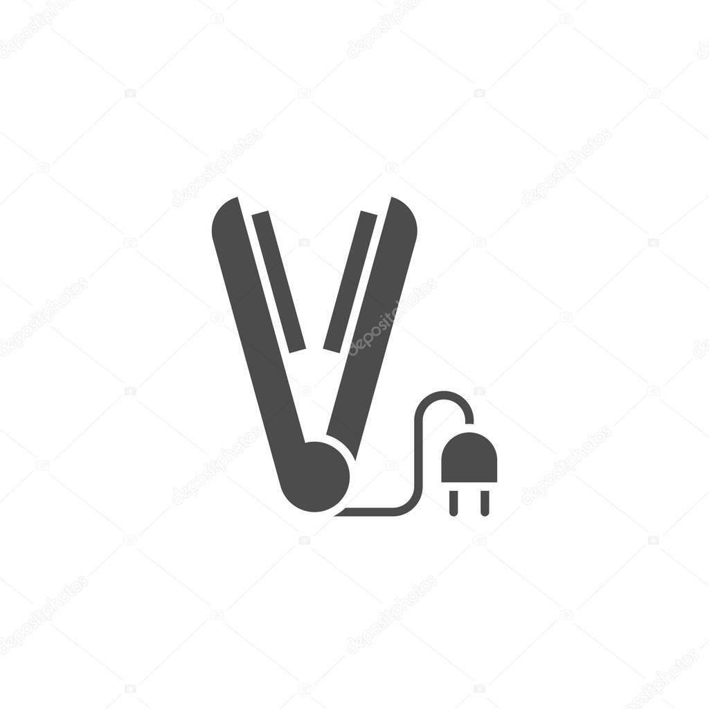 Hair straightener outline, filled, color, glyph icon. linear style sign for mobile concept and web design. Barbershop simple line vector icon. Symbol, logo illustration. Pixel perfect vector graphics