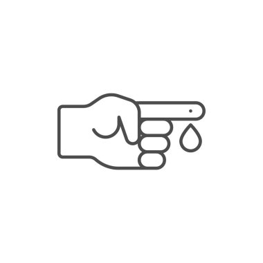 Parmak kanı test çizgisi ikonu. Mobil konsept ve web tasarımı için doğrusal biçim işareti. Diyabet, kan testi ana hatları vektör ikonu. Sembol, logo çizimi. Vektör grafikleri