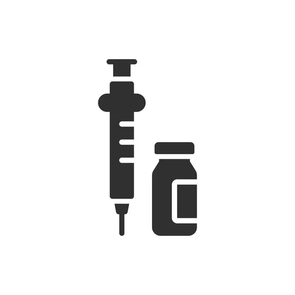 Insuline Fles Spuit Vector Icoon Gevuld Plat Bord Voor Mobiel — Stockvector