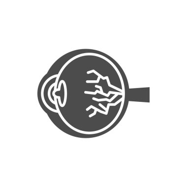 Diyabetik göz sembolü. Mobil konsept ve web tasarımı için doğrusal biçim işareti. Diyabetik retinopati vektör ikonu. Sembol, logo çizimi. Vektör grafikleri