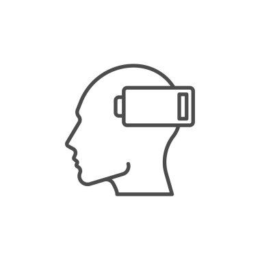 Profesyonel tükenme hattı ikonu. Mobil konsept ve web tasarımı için doğrusal biçim işareti. Baş ve batarya düşük dış hat vektör simgesi. Sembol, logo çizimi. Vektör grafikleri