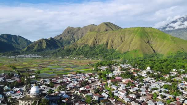 Pergasingan Tepesi Sembalun Köyü Mount Manzaralı Görüntüsü Rinjani — Stok video