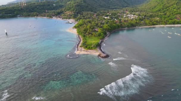 Flygfoto Senggigi Beach Lombok Tropical White Sand Beach — Stockvideo