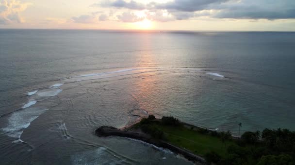 Légi Felvétel Sunset Kilátás Senggigi Strand Lombok — Stock videók