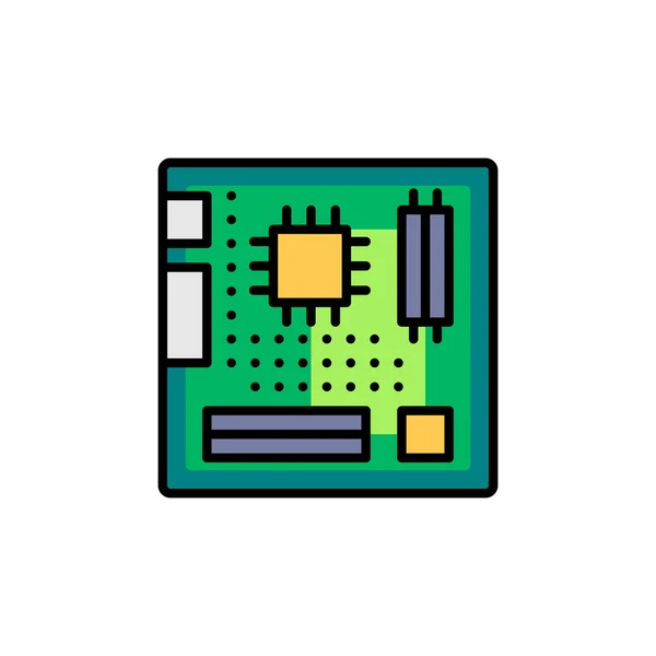 Computer Hardware Moederbord Icoon Lijn Hiëroglief Gevuld Overzicht Kleurrijke Versie — Stockvector