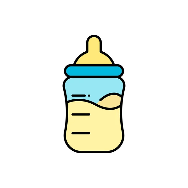 婴儿瓶装彩色图标 填充彩色矢量符号 线性风格象形文字隔离在白色上 标识插图 可编辑的中风 Pixel完美 — 图库矢量图片