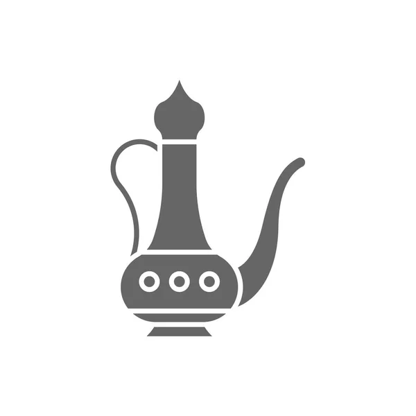 阿拉伯咖啡壶矢量图标 填写了移动概念和网页设计的平面标志 Ramadan Kareem Jug Glyph图标 标识插图 矢量图形 — 图库矢量图片