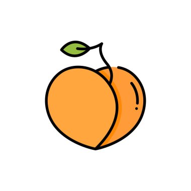 Şeftali simge vektör, dolu düz işareti, beyaz, logo illüstrasyon izole katı renkli sembol