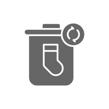 Tekstil geri dönüşüm kutusu simgesi. Mobil konsept ve web tasarımı için doğrusal biçim işareti. Giysiler atık kabartma vektör simgesi. Sembol, logo çizimi. Vektör grafikleri