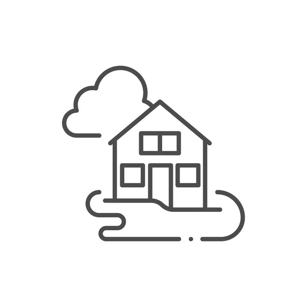 Flooded House Line Icon Linear Style Sign Mobile Concept Web — ストックベクタ