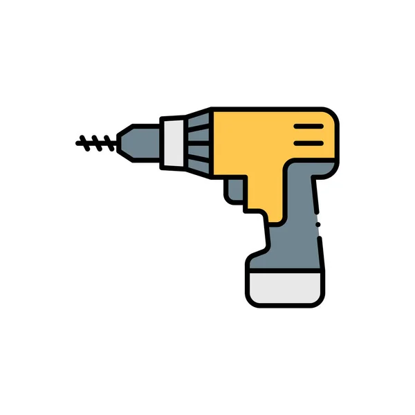 Cordless Drill Vector Icon Filled Color Sign Mobile Concept Web — ストックベクタ