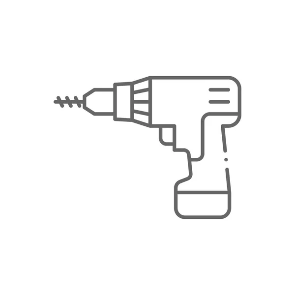 Cordless Drill Vector Icon Line Sign Mobile Concept Web Design — ストックベクタ