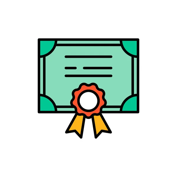 Значок Сертификата Акции Заполненный Векторный Знак Контура Линейная Красочная Пиктограмма — стоковый вектор