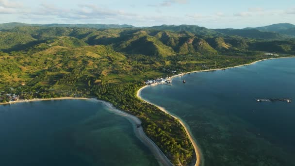 Mandalika Okolní Oblasti Moře Letecký Výhled Ostrov Gili Jižním Lomboku — Stock video