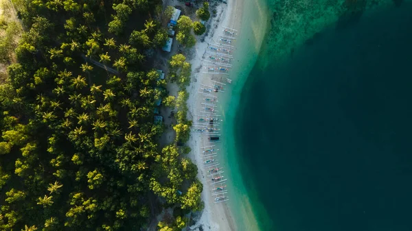 Drone View Fishing Boats Beach Afternoon — Stockfoto