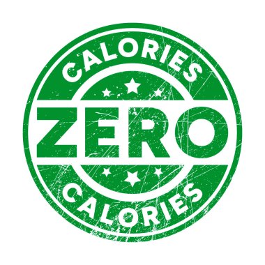 Zero calories rubber stamp isolated on white background