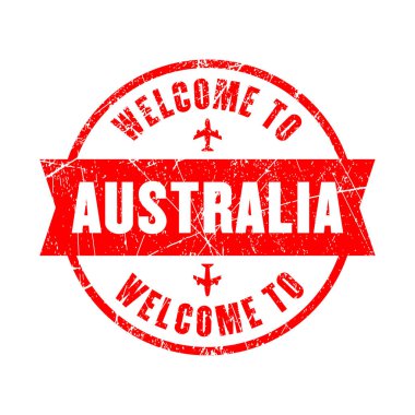 welcome to australia. red stamp isolated background