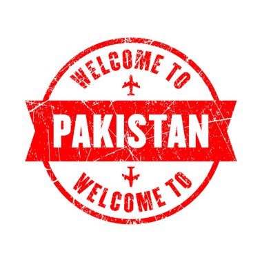 Pakistan. Welcome to Pakistan stamp isolated background