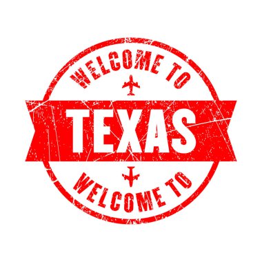 welcome to Texas red round ribbon stamp