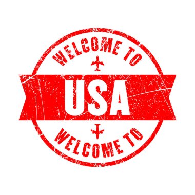 Made in USA stamp, red color, isolated background