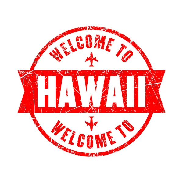 Welcome Hawaii Red Stamp Isolated Background — Wektor stockowy