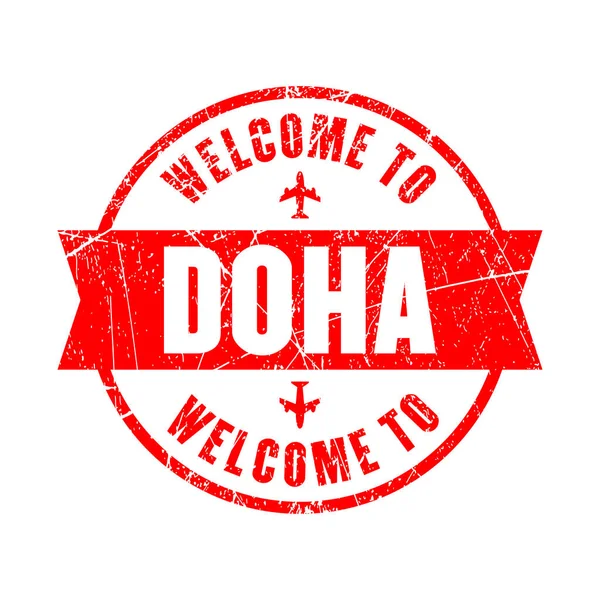 Welcome Doha Red Stamp Isolated Background — Wektor stockowy