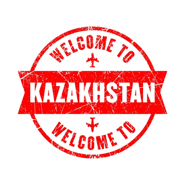 Kazakhstan Welcome Kazakhstan Stamp Isolated Background — Wektor stockowy