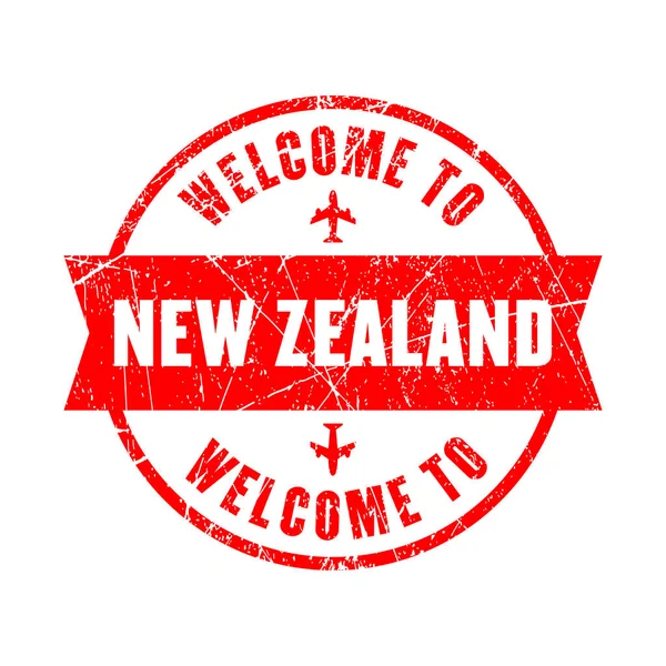 Welcome New Zealand Stamp Isolated Background — Wektor stockowy