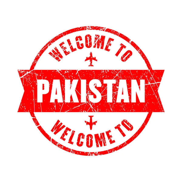Pakistan Welcome Pakistan Stamp Isolated Background - Stok Vektor