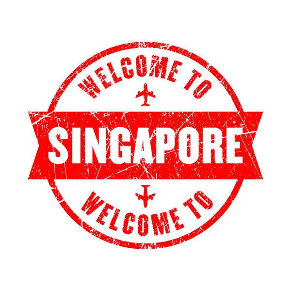 Welcome Singapore Stamp Isolated Background — Wektor stockowy