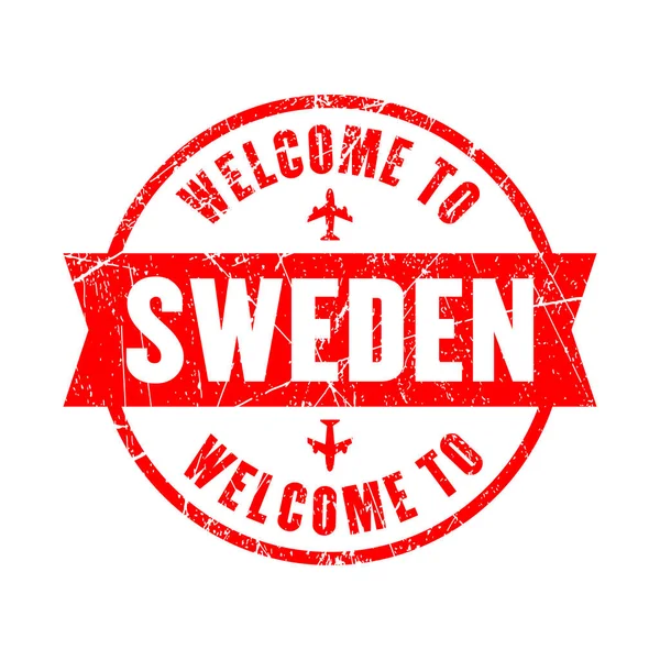 Welcome Sweden Stamp White Background Design Vector — Wektor stockowy